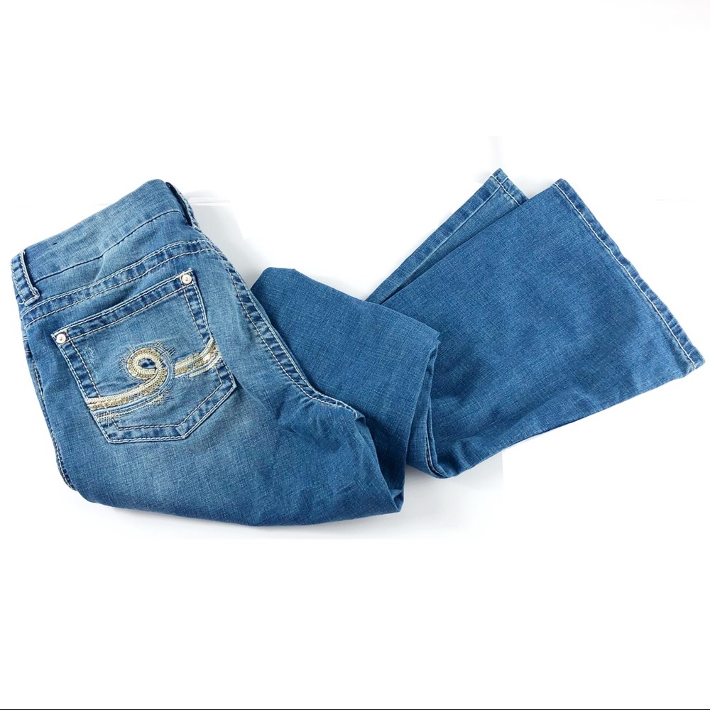 seven7 jeans size 12 gold design pockets bootcut